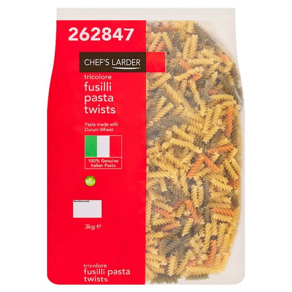 Chef's Larder Tricolore Fusilli Pasta Twists 3kg