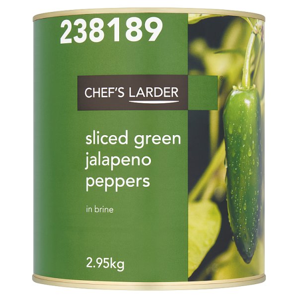 Chef's Larder Sliced Green Jalapeno Peppers in Brine 2.95kg