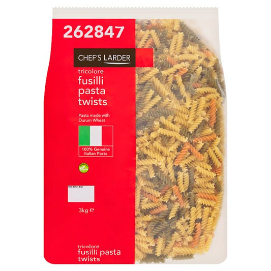 Chef's Larder Tricolore Fusilli Pasta Twists 3kg