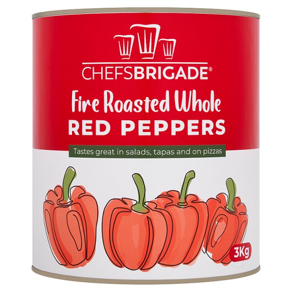Chefs Brigade Fire Roasted Whole Red Peppers 3kg