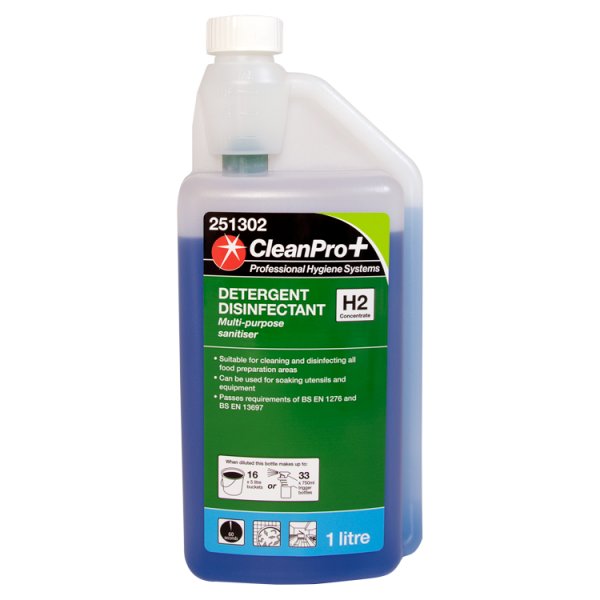 CleanPro+ Detergent Disinfectant H2 Concentrate 1 Litre