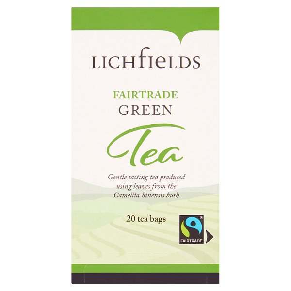 Lichfields Fairtrade Green Tea 20 Tea Bags 40g Case of 6