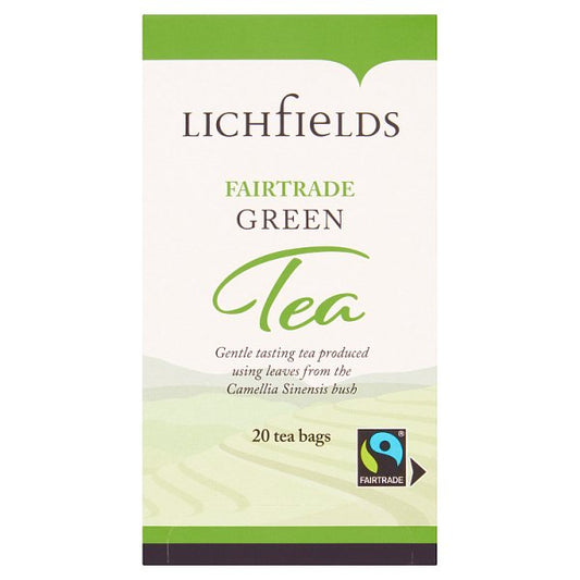 Lichfields Fairtrade Green Tea 20 Tea Bags 40g Case of 6