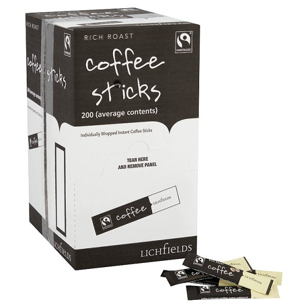 Lichfields Fairtrade Rich Roast Coffee Sticks 400g  200 x 2g Sticks